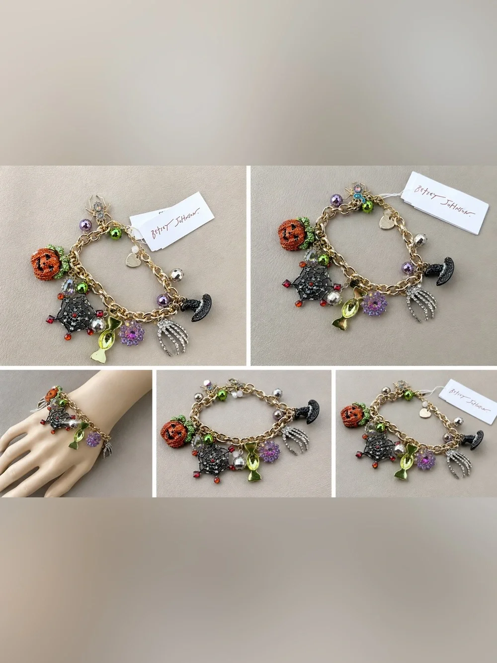 Betsey Johnson Halloween Multi-Charm Bracelet Spooky Statement Kitsch NWT